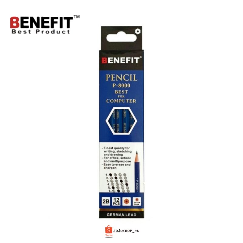 

Pensil 2B BENEFIT P-8000 Biru Best For Computer German Lead & Non Toxic (12pcs)