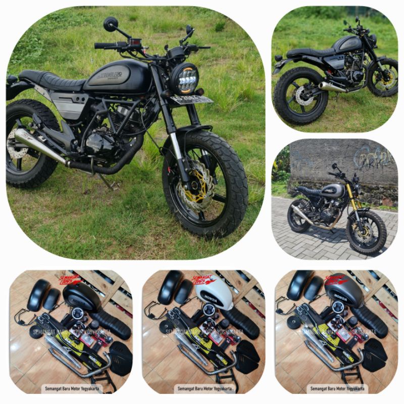 PAKET SCRAMBLER JAPSTYLE KHUSUS VERZA injeksi DAN MEGAPRO MONO INJEKSI  MODEL SCRAMBLER FULLSET.