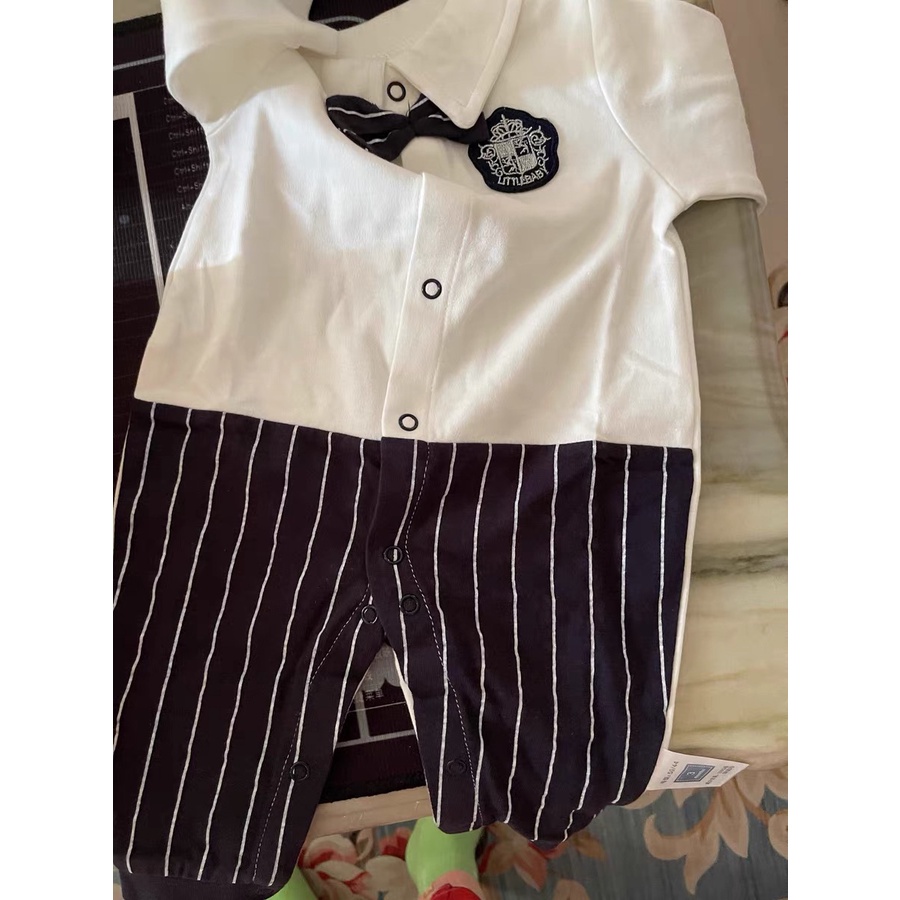 12.12 SALES!Jumpsuit Bayi Anak laki-laki Baru Lahir Dasi Lengan Panjang Pria Baju Monyet Pakaian Baby Romper 3-18Bulan