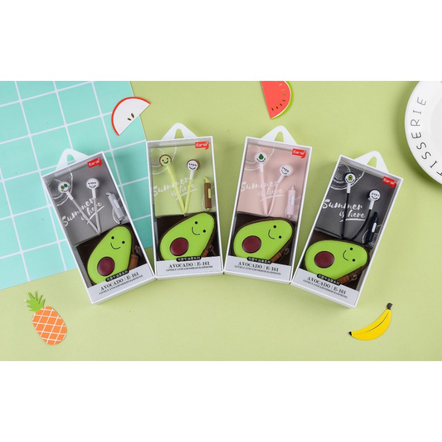 [E-161] Headset Earphone Motif Buah AVOCADO APOKAT / Wadah Headset Bentuk Buah Apukat Avocado Simpel