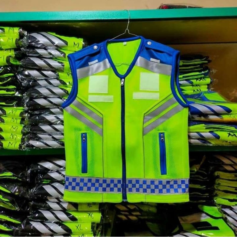 Rompi polosan polisi - rompi club -touring - rompi motor Custom Jalamesh dobel mesh