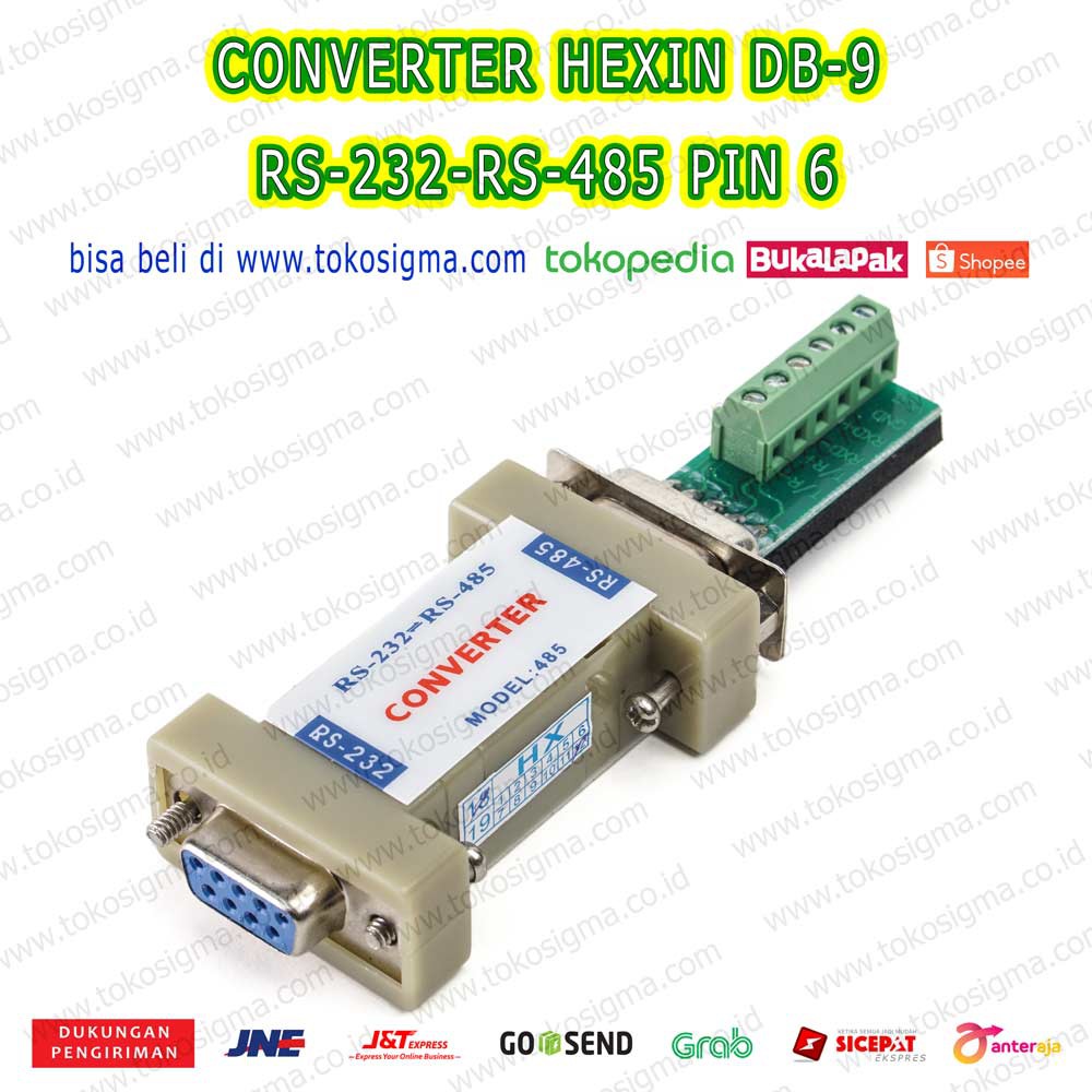 CONVERTER RS-232 TO RS-485 PIN 6 HEXIN HXSP-485A DATA COM SERIAL DB-9