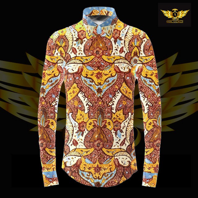 Sutra baron garut motif 9 bahan kain batik tulis kemeja pola ATBM pria