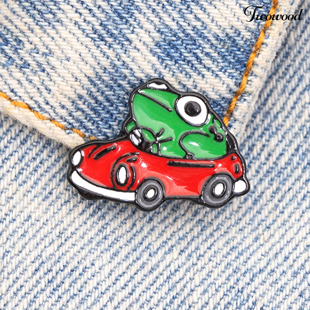 Twowood Brooch Frog Car Driving Cartoon Naughty Children Brooch for Clothes