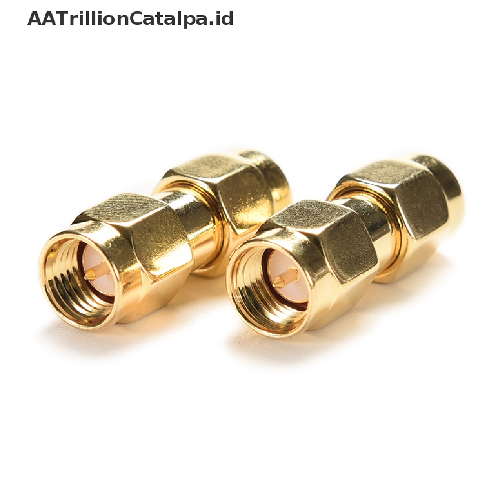 1pc Adapter Konektor RF SMA male Ke SMA male plug Lurus Lapis Emas