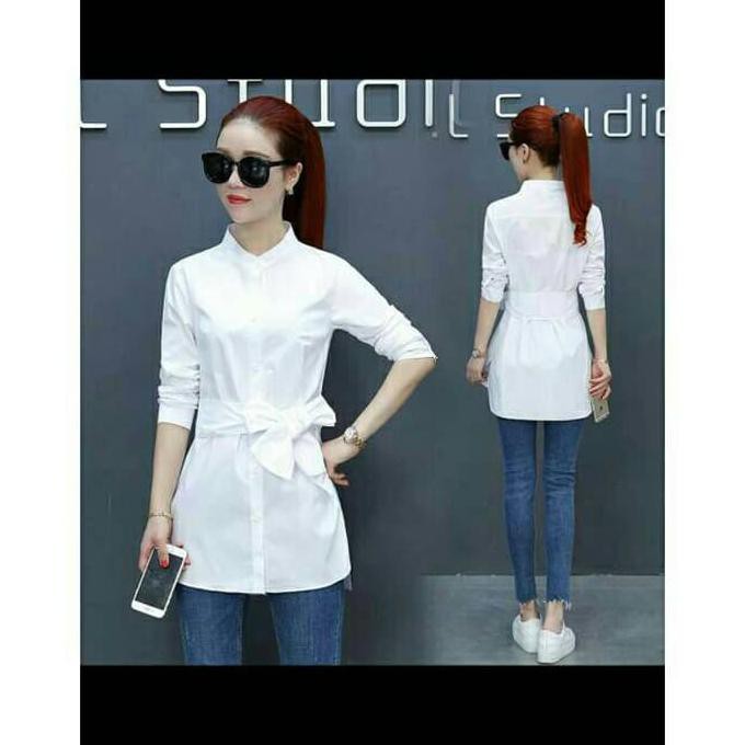 Baju Atasan Blouse Tunik Jenny Wanita Baju Muslim Blouse - Putih