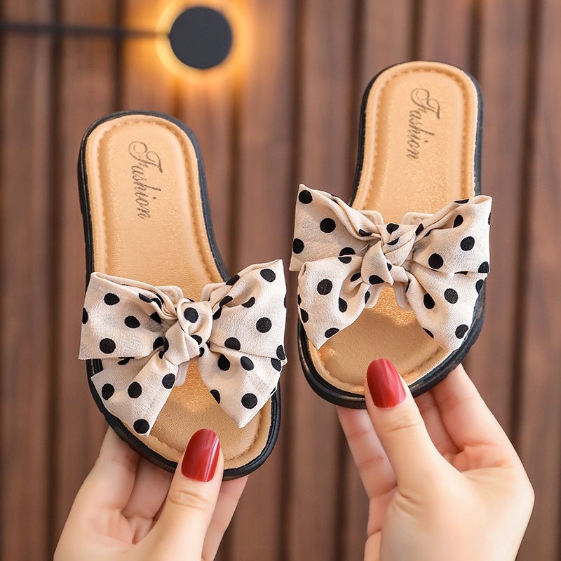 littlekiddoss Sendal Pantai Anak Perempuan Sandal Slop Pita Polka Import SH21130