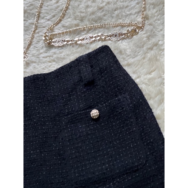 MINI TWEED ROK WANITA IMPORT/ SPLIT SKIRT WOMAN PREMIUM FREE BELT-4