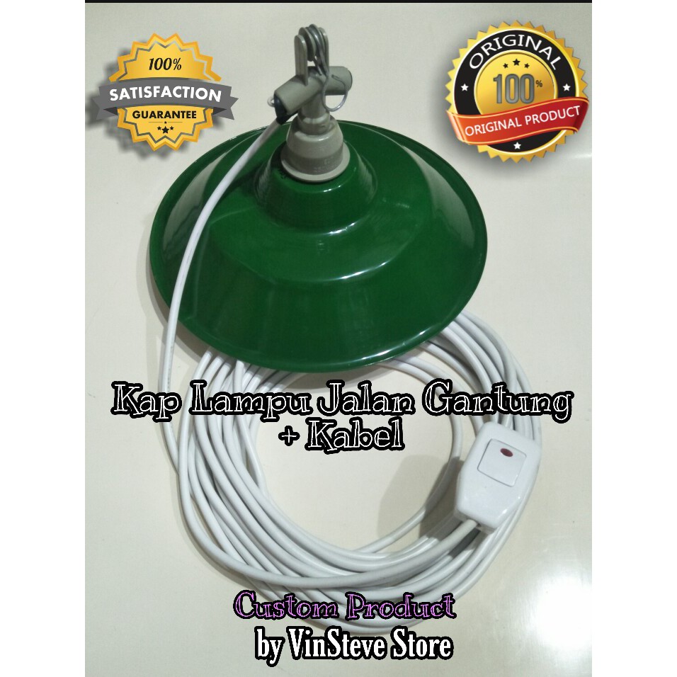 Kap Lampu Jalan Gantung Plus Kabel + Steker Switch (ukuran Besar)