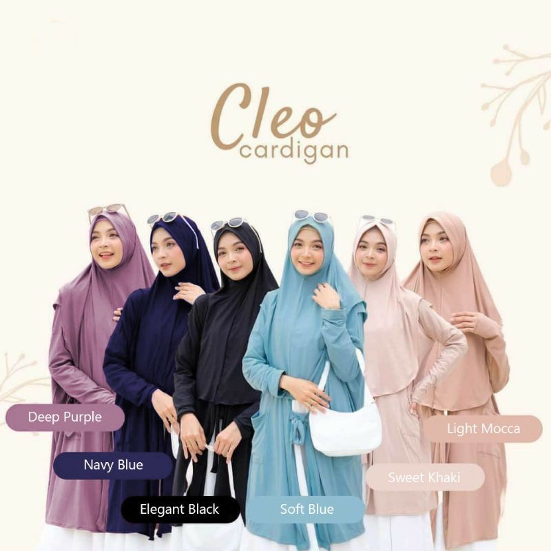 Jilbab Hijab Kerudung Bergo Khimar Instan Soft Pet Cleo Cardigan Jersey Premium Lengan Panjang Simpel Terbaru Kekinian Murah