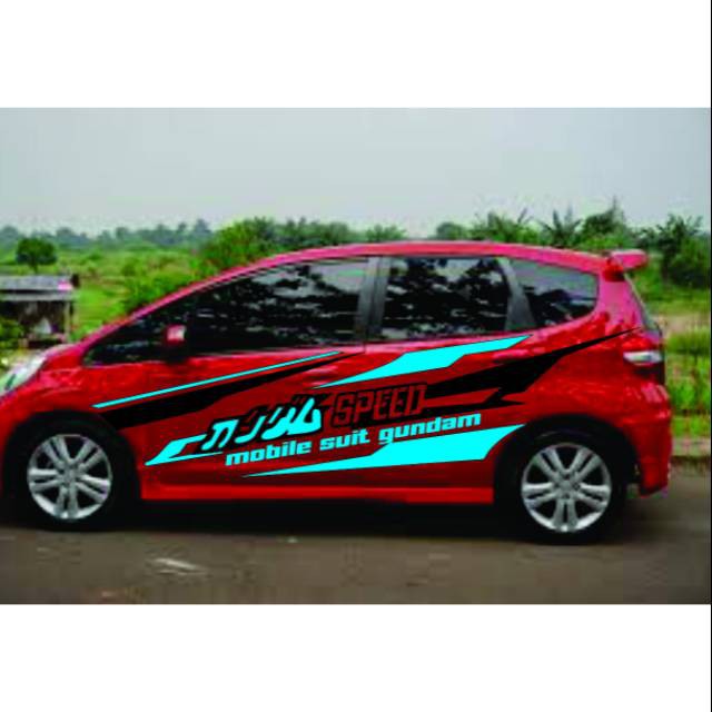 BISA COD Stiker mobil honda new jazz merah striping mobil honda jazz terlaris stiker keren kekinian