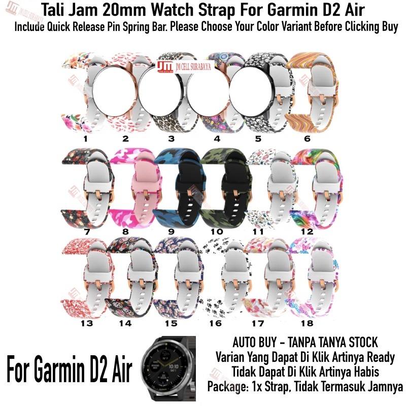 Tali Jam 20mm Watch Strap Garmin D2 Air - Motif Cantik Rubber Silikon