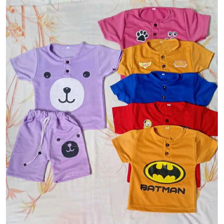 Setelan Kiano Gambar Sablon Set Kiano Sablon 1-5 Tahun