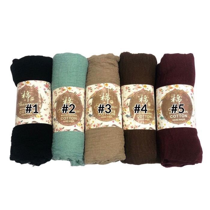 RI04-RI06 FUNSTORE HIJAB PASHMINA CRINKLE SHAWL COTTON WIDE JILBAB BAHAN KATUN PREMIUM IMPORT-5