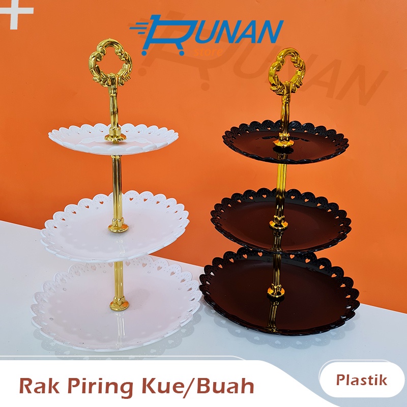 Rak Piring Penyaji Kue Buah - Rak Susun 3 Cake Tier Tempat Kue Pesta