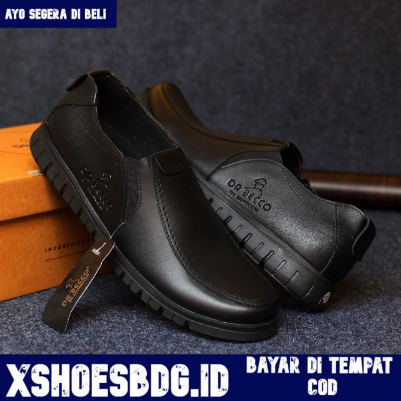 Xshoesbdg.id x Foday Sepatu Formal Pria Slip On Casual Semi Kulit Hitam Coklat Kerja Kondangan