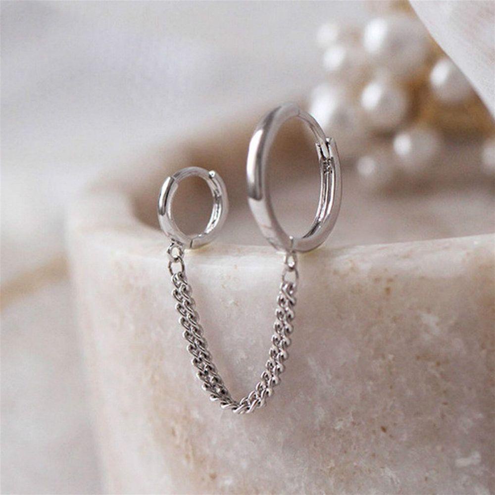 NEEDWAY Anting Rantai Rumbai Keren Geometris Hadiah Liontin Tindik Logam Gaya Korea Hoop Earring