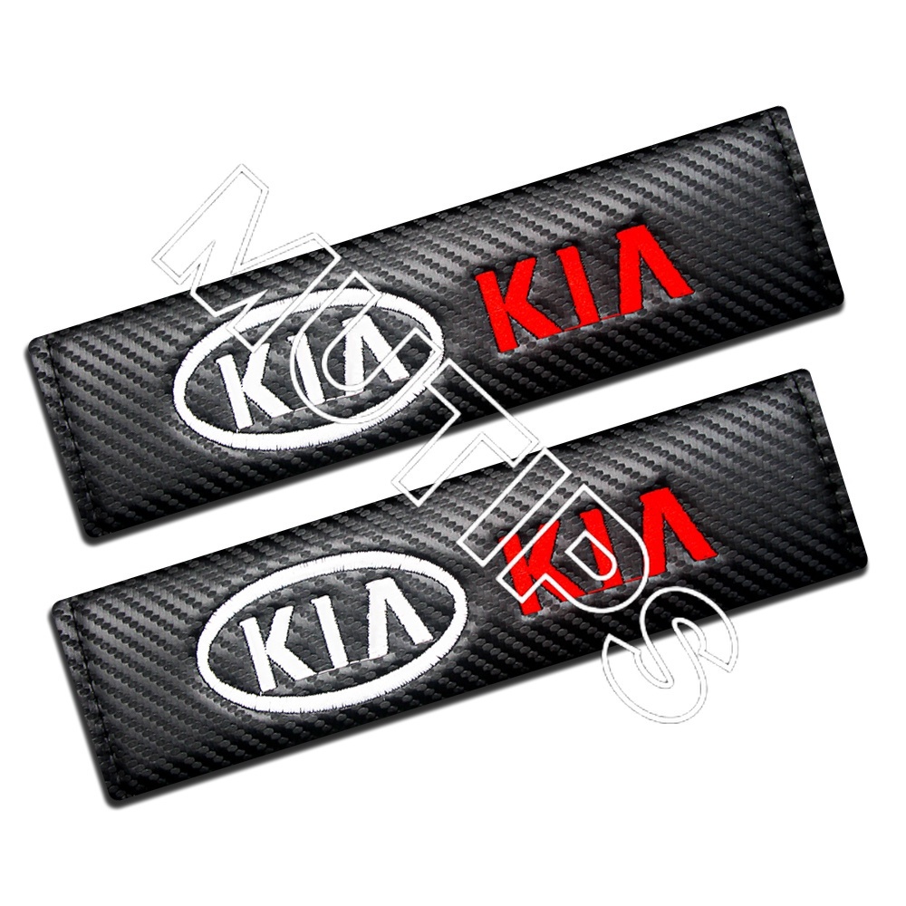 Kia 2pcs Cover Sabuk Pengaman Mobil Bahan Serat Karbon Untuk Carnival Picanto Rio K5 K3 Cerato Sorento Sportage