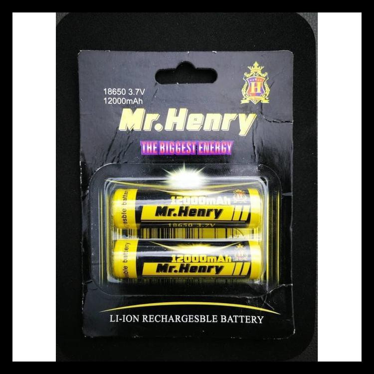 100% BERKUALITAS BATERAI MR HENRY 18650 BATERE BATRE PACKING SUPER BIG ENERGY 12000 MAH 100%