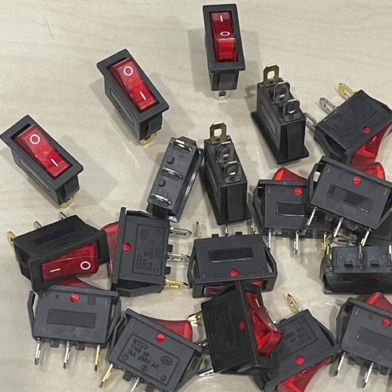 KCD3 MERAH 3KAKI Saklar on off pin 3kaki Switch on off segi tombol Sakelar lampu kcd3
