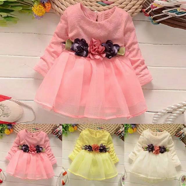 Gaun Pesta Pernikahan Lengan Panjang, Gaun Bayi, Gaun Anak Dress Pesta Bayi dan Anak Baju Pesta Bayi