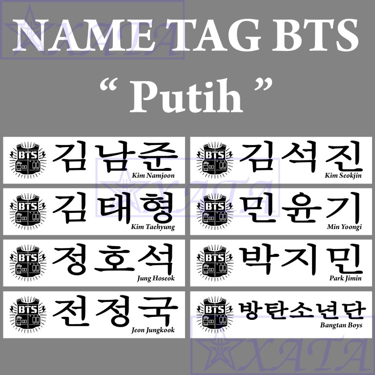 Ready Stock Name Tag Bts Putih Kpop Murah