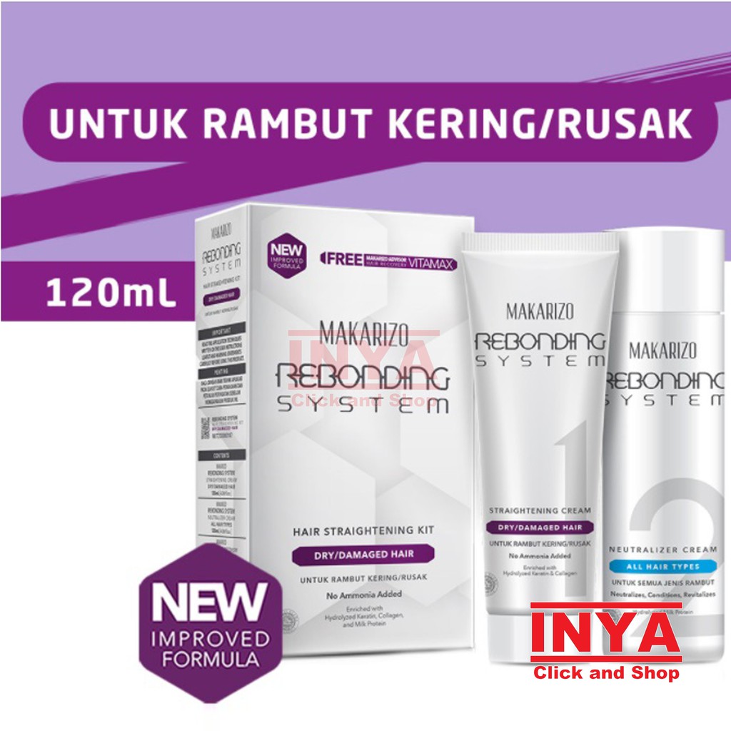 MAKARIZO REBONDING SYSTEM TUBE SET FOR DRY/DAMAGED HAIR - Purple, Ungu - Krim Pelurus Rambut