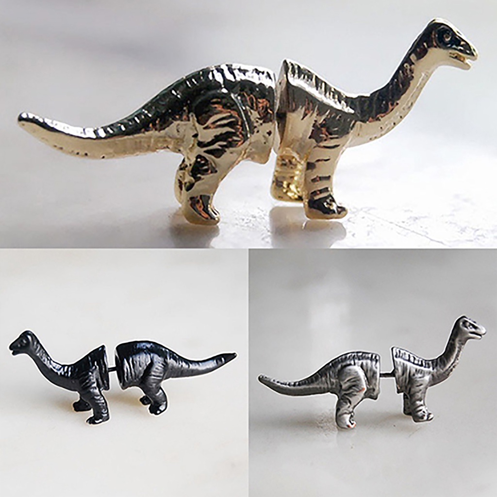 Hu Hu Hu Hu Hu Alat Bantu Pasang Kacamata♡ Anting Desain Dinosaurus Bahan Alloy Untuk Pria Dan Wanita