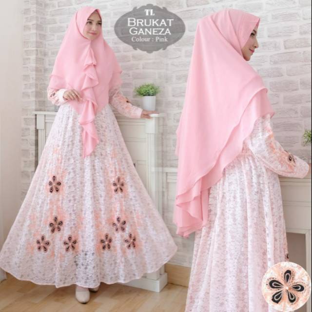 (Promo) Set Syari Polos Maxmara Lux Anayah Real Pic Haji Umroh Gamis Syari Hijab Syari Bahan brukat