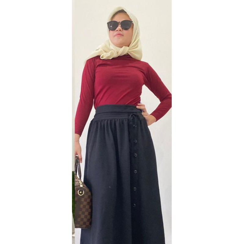 PROMO MANSET BADAN POLOS TEBAL ADEM TURTLENECK BAHAN KAOS TIDAK LICIN-MARRON