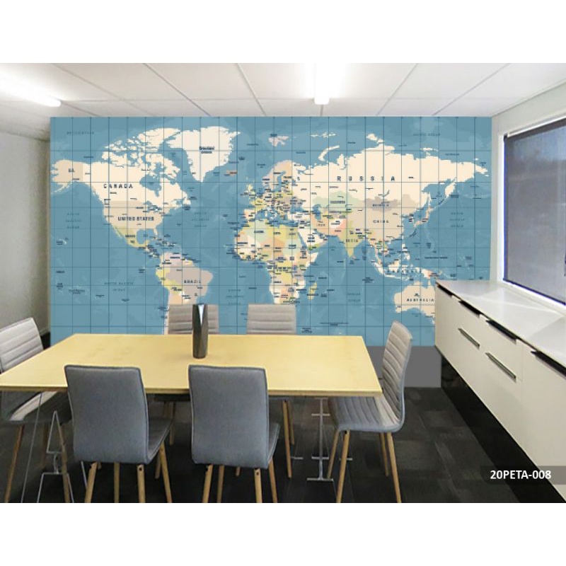 Wallpaper Dinding 3D Custom Peta Dunia (20-PETA-008)