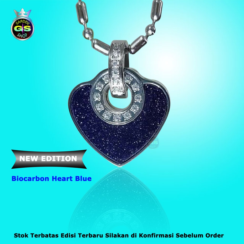 KALUNG MCI biocarbon heart blue kalung LSW heart blue | Kalung rose gold LSW / Kalung kesehatan