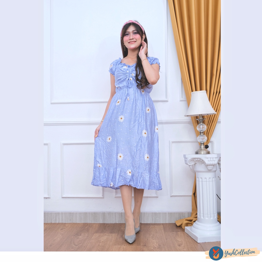 YashCollection Daster Casandra Daster Kekinian Fit XL-Casa Daisy Blue