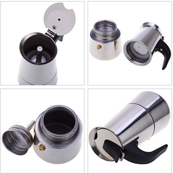 Teko Kopi Espresso Stainless Steel/Espresso Maker Moka Pot Stainless Teko Kopi 8006