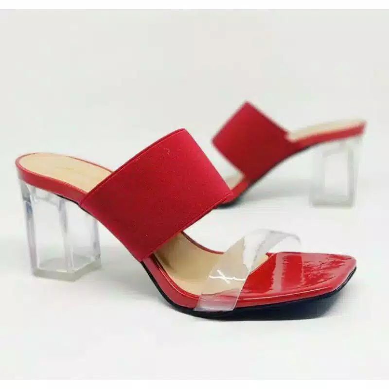 High heels wanita Hak kaca 5cm karet jelly