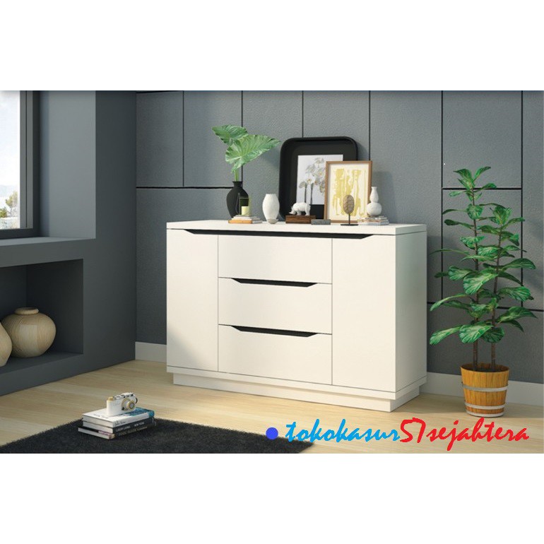 Lemari Samping - Serbaguna - Cradenza - Buffet CR 013 White Glossy