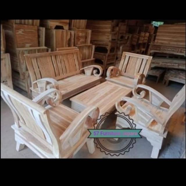 Set Meja Kursi Tamu/Meja Kursi Teras Klasik/Meja Kursi Ruang Tamu Jati Mentahan