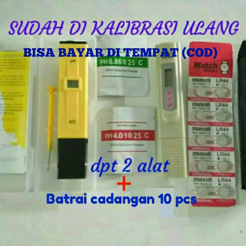 Paket alat ukur hidroponik PH meter air &amp; TDS Meter digital ( Sudah di kalibrasi ulang )