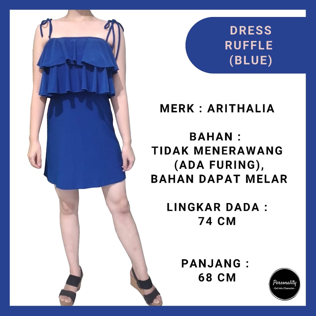 Preloved Thrift Dress Pesta Blue Biru Merk Arithalia