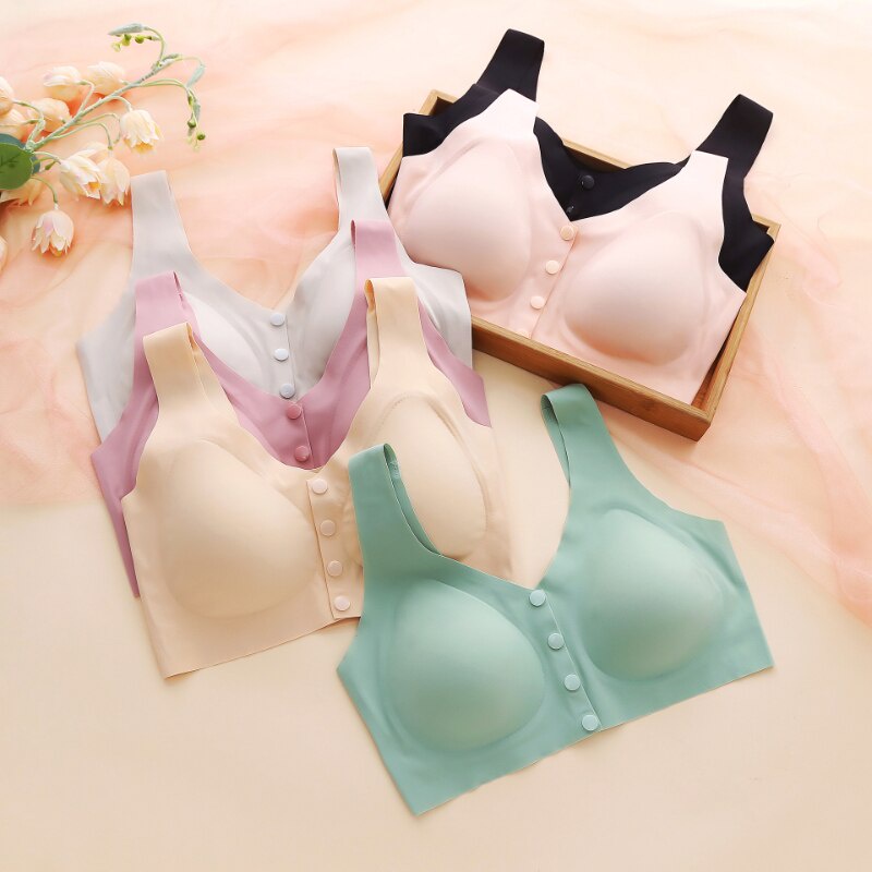 KINDSTORE❤ | NURSING Bra dengan Ukuran Besar Bantalan Spons Silikon menyusui BUTTON