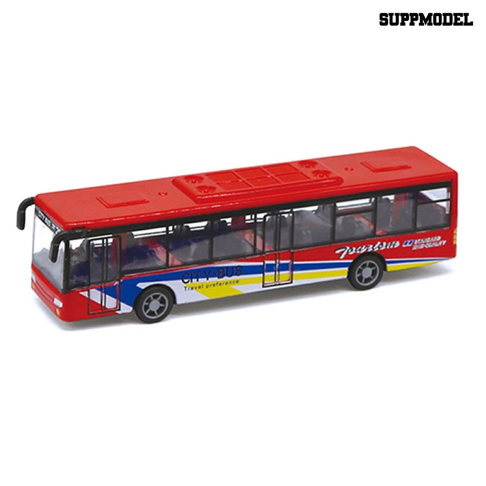 Mainan Simulasi Bus Mini Pull Back Bahan Alloy Untuk Dekorasi Meja / Koleksi Anak