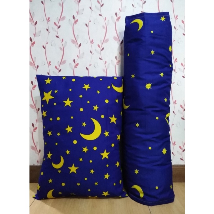 SARUNG BANTAL DAN SARUNG GULING KARAKTER MOTIF MONSTAR (BULAN &amp; BINTANG) UKURAN JUMBO