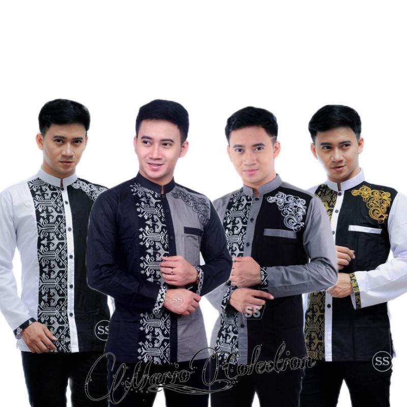 Koko Batik Fashion Muslim Kombinasi C07 Al Haramain Hijau S/M/L/XXL Dewasa