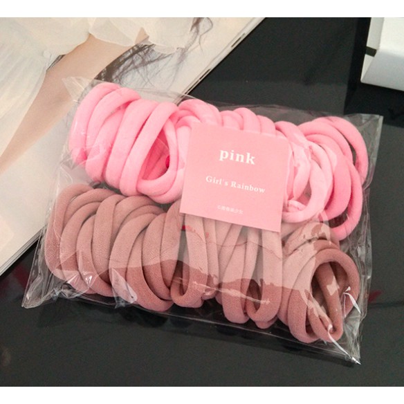 Ikat Rambut Korea Towel Ring Set ( isi 50pcs)-TOWEL RING - PINK