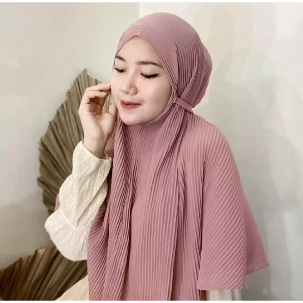 BERGO MARYAM FULL PLISKET SHAWL LIDI PREMIUM TALI INSTAN TERMURAH