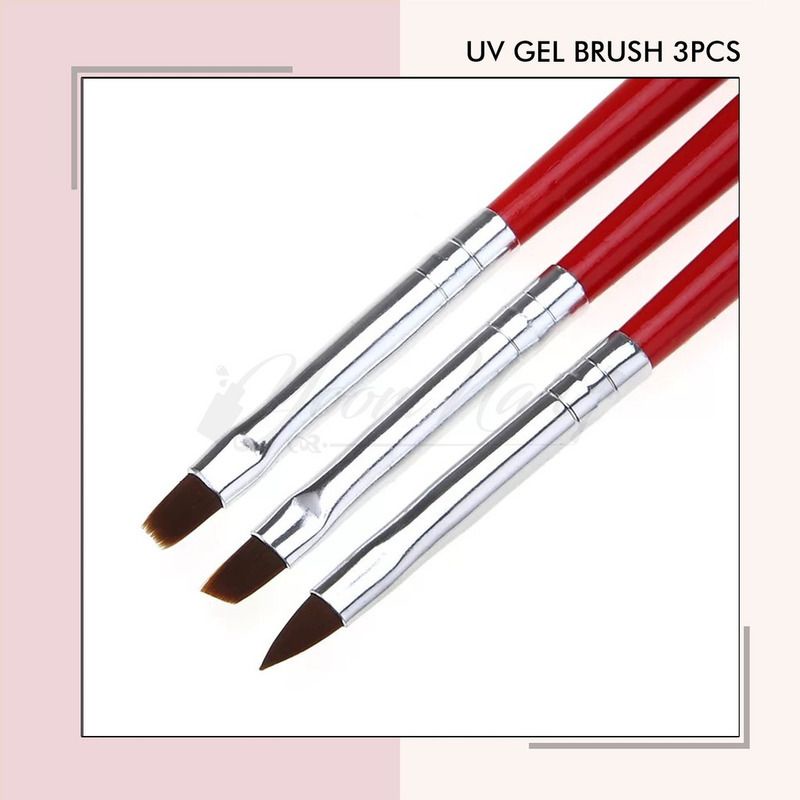 Uv gel brush 3pcs kuas gepeng nail art acrylic brush