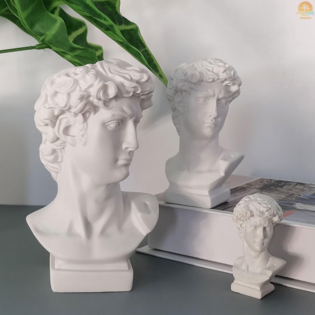 Resin White Sculpture Gypsum Head Makeup Brush Pen Holder Flower Vase Table Decoration
