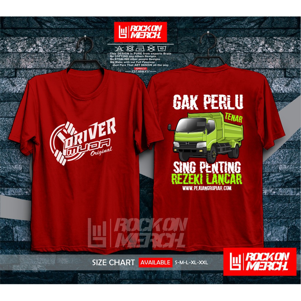 Kaos Baju Truk Driver Muda Original Hino Gak Perlu Tenar Yang Penting Rezeki Lancar -Rock On -JOVA