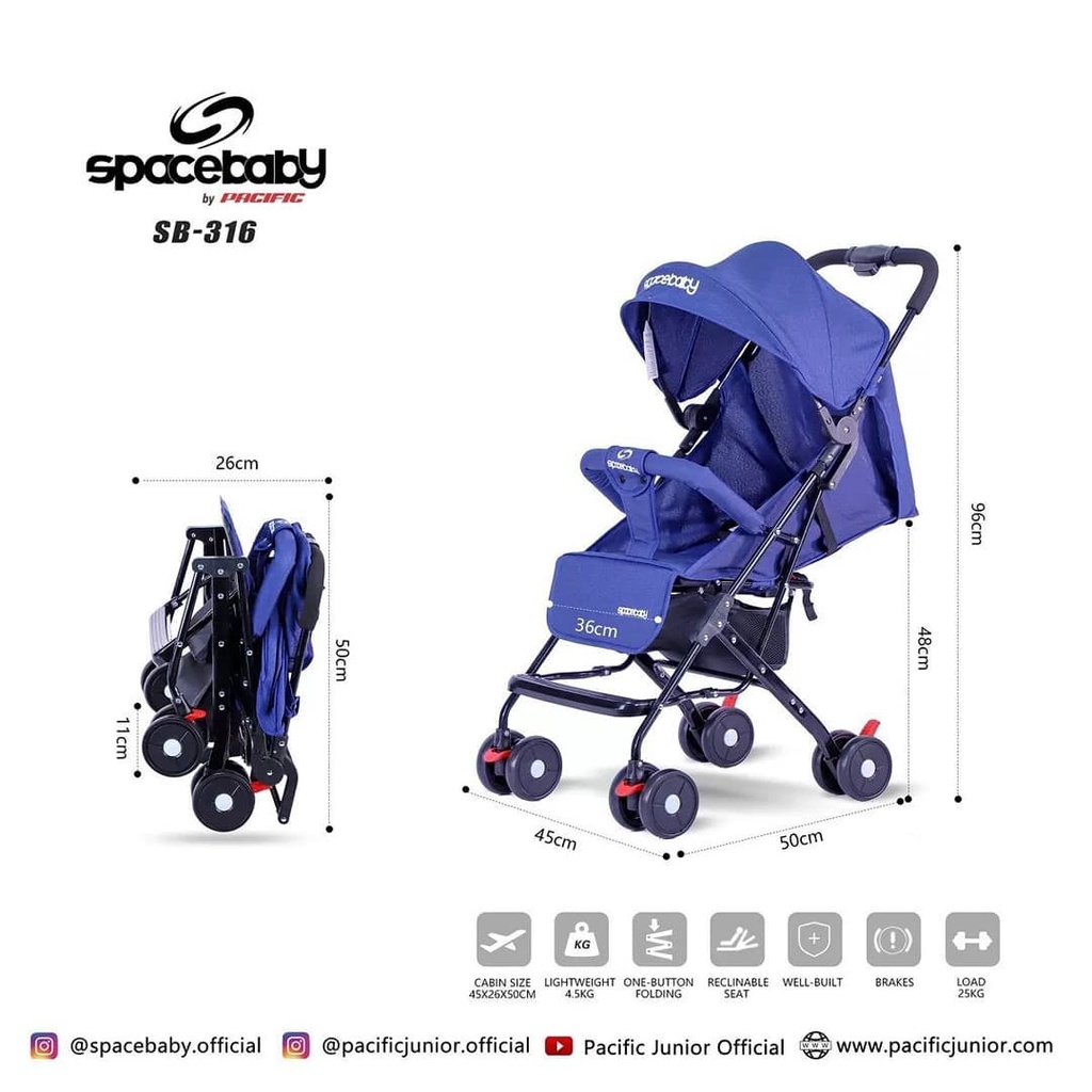 Stroller Space Baby SB 316 Stroller Cabin Size Spacebaby Murah