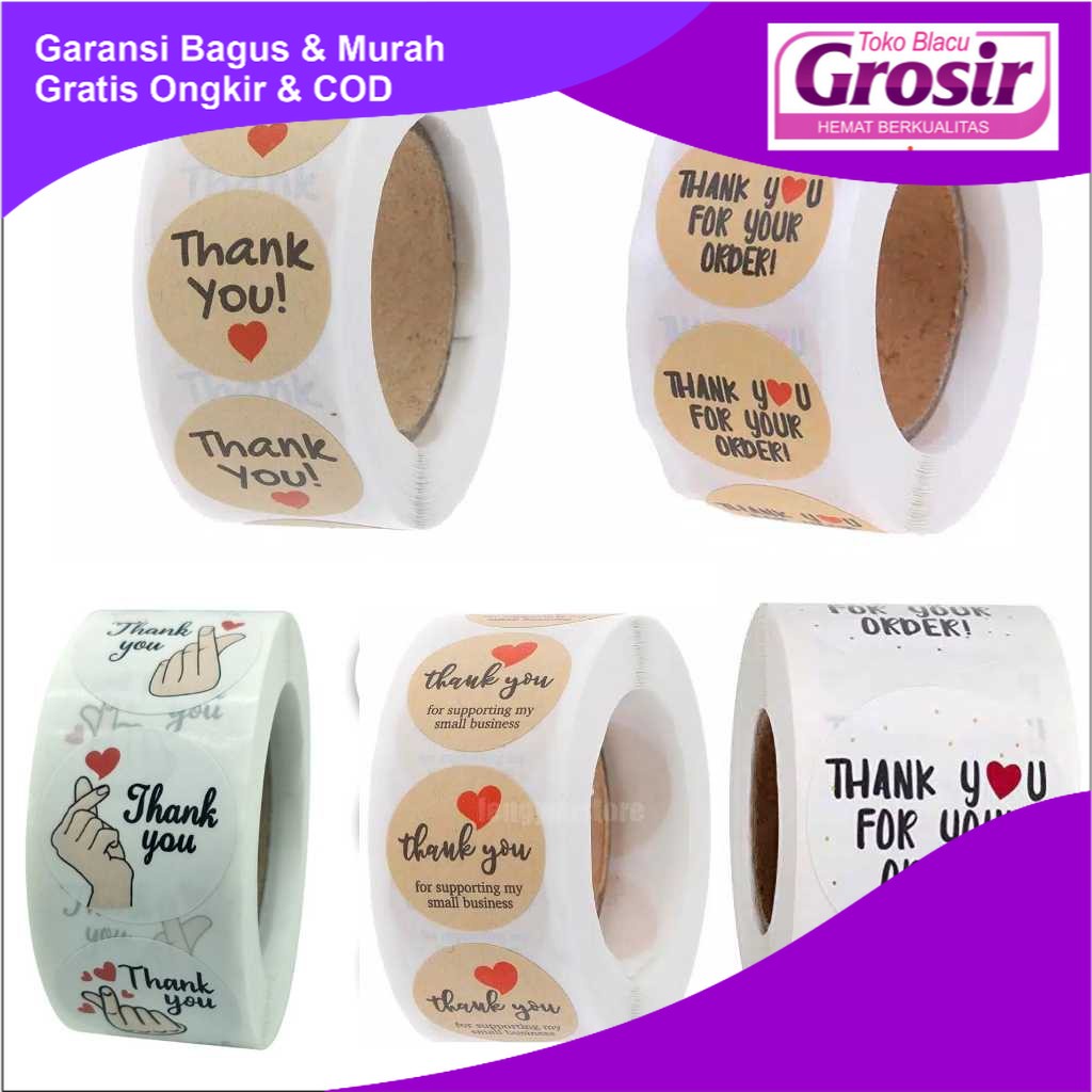

100 Pcs Sticker Segel Label Thank You For Your Order / Stiker Label Thx For Ur Order Toko_Blacu Sticker